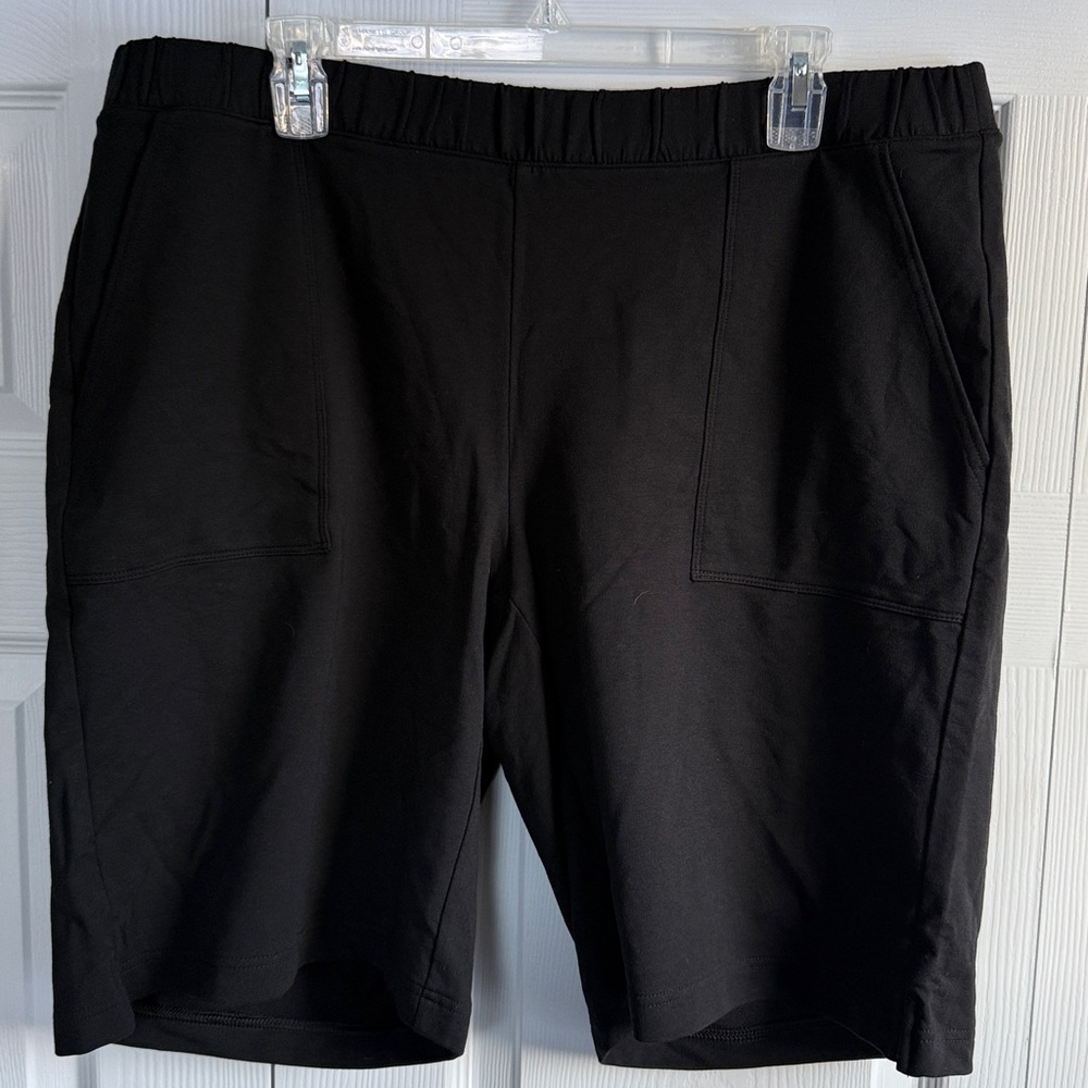 purejill affinity french terry bermuda shorts black size XL elastic waist